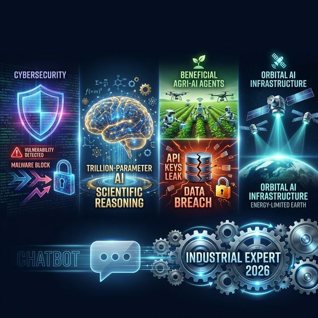 Illustration du passage de l'IA du mode chatbot au mode expert industriel en février 2026 : cybersécurité, modèles massifs, agents autonomes et datacenters spatiaux Récap IA semaine du 2 février 2026 : l’IA passe du mode chatbot au mode expert industriel