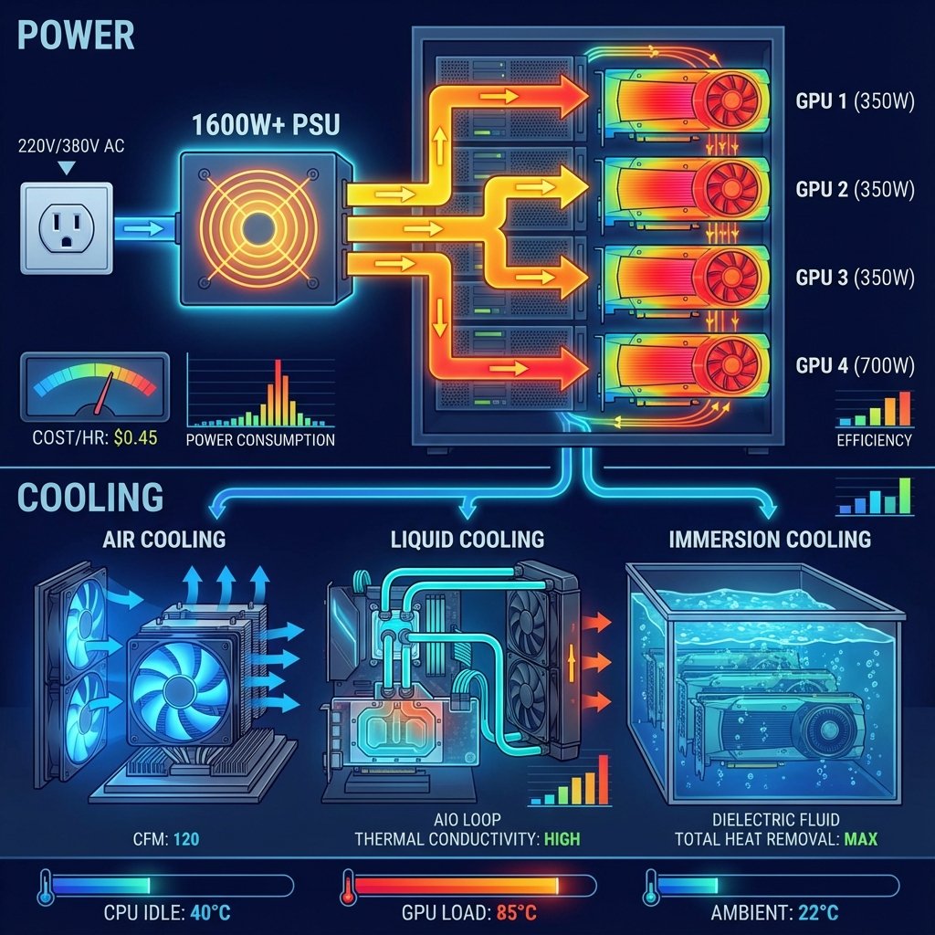 Illustration du matériel et infrastructure pour l’IA : la consommation énergétique et le refroidissement
