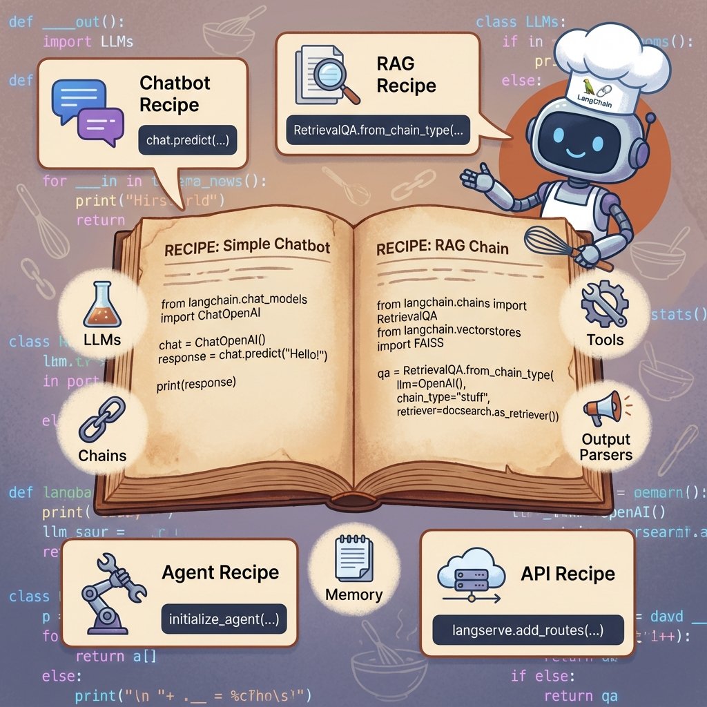 Diagramme d&rsquo;architecture LangChain illustrant le guide pratique de développement pour le développement d&rsquo;applications IA
