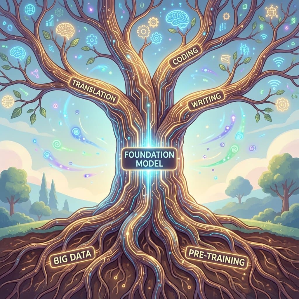 Analogie du modèle comme un arbre de connaissances Une image métaphorique représentant un arbre stylisé