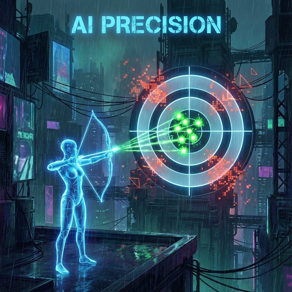 illustration moderne et visuellement captivante représentant le concept de la précision en intelligence artificielle
